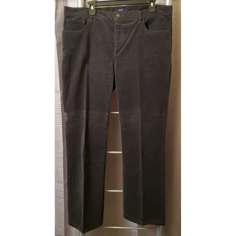 Chaps Corduroy Pants Womens 16 Dark Gray Straight Pockets Stretch Dark Wash